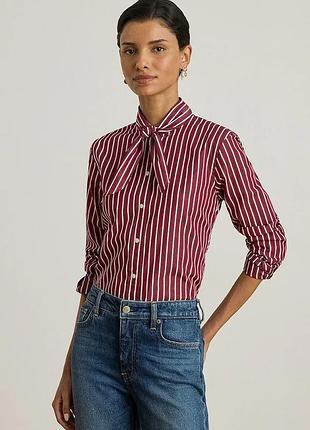 Urbanshop com ua lauren ralph laurenхлопковая рубашка lauren ralph lauren цвет красный regular декольте с завязкой 200p03515