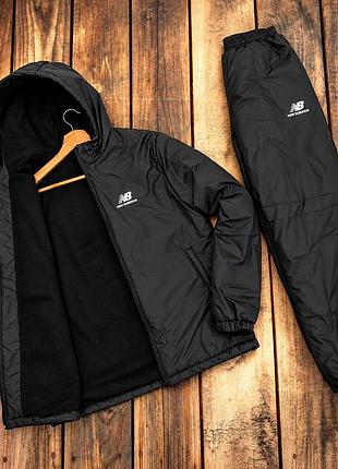 Костюм теплый мужской до -10 мороза, спортивный костюм куртка и брюки new balance черный