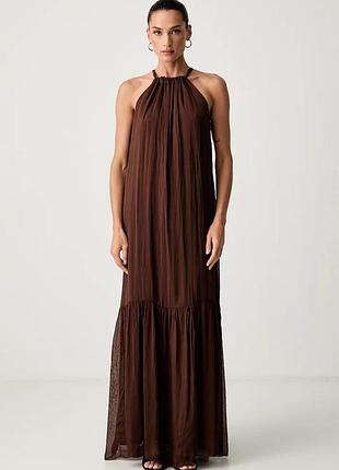 Urbanshop com ua haveone латнее платье с шелком коричневое однотонное aff-q011 размеры запитуйте