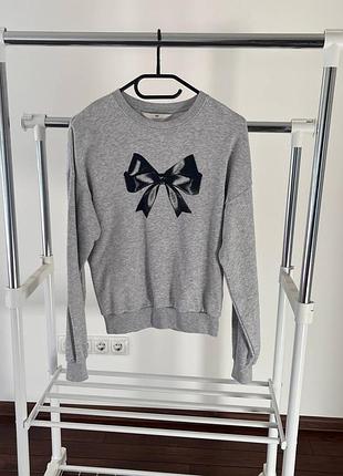 Светр для дівчинки h&m сірий з бантом на 14+ років, ріст 170 см