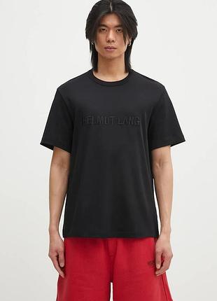 Urbanshop com ua helmut langбавовняна футболка helmut lang logo ov tee.hvy ever чоловіча колір чорний з аплікацією o04hm599