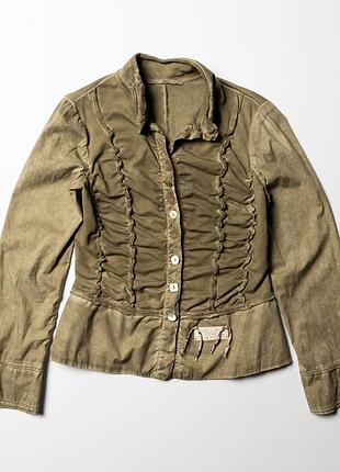 Bottega by elisa cavaletti designer cotton button long sleeve shirt blouse [swh017468]