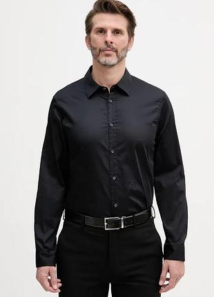 Urbanshop com ua armani exchangeсорочка чоловіча бавовняна з еластаном темно-синя однотонна xm000339 af10192 розміри запитуйте