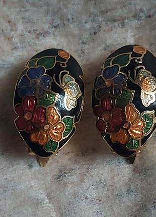 Вінтажні кліпси "клуазоне" ( cloisonne).