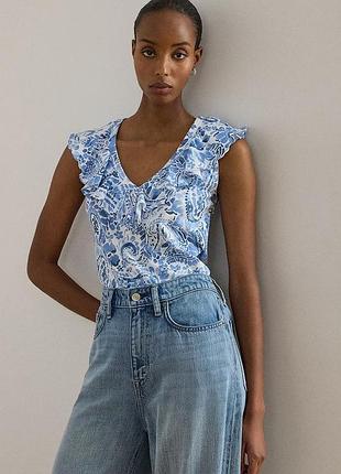 Urbanshop com ua lauren ralph laurenблузка с рюшами женская хлопковая голубая пейсли 200p13316 размеры запитуйте