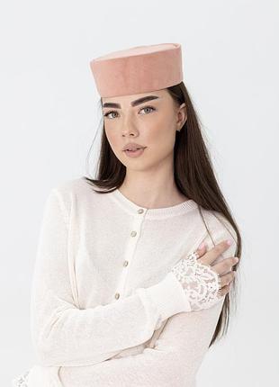 Капелюх таблетка замшева d.hats колір рожевий