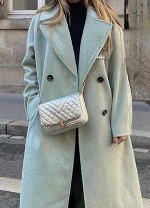Демісезонне пальто мʼятного кольору zara
