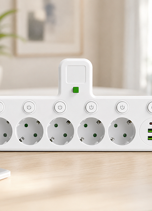 Мережевий фільтр 5 розеток + usb/адаптер на 5 розеток + usb з індивідуальними кнопками та led-підсвічуванням білий