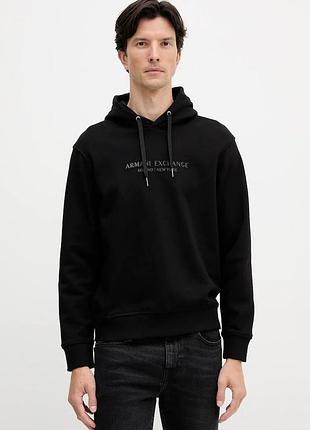 Urbanshop com ua armani exchangeхлопковая кофта armani exchange цвет черный с капюшоном с аппликацией xm001294 af20934 размеры