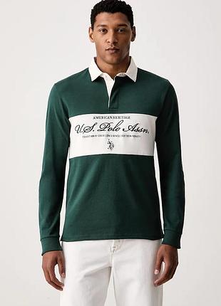 Urbanshop com ua u.s. polo assn.кофта чоловіча бавовняна premium embroidery graphic rugby зелена mup4075 розміри запитуйте
