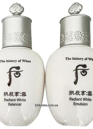 Миниатюры осветляющих тонера и эмульсии пробник the history of whoo radiant white balanser+emulsion