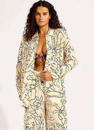 Urbanshop com ua seafollyсорочка жіноча віскозна long sleeve shirt бежева 55648-to розміри запитуйте