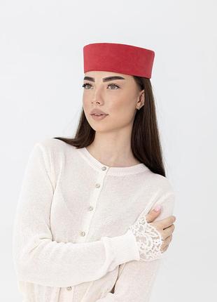 Капелюх таблетка замшева d.hats колір червоний