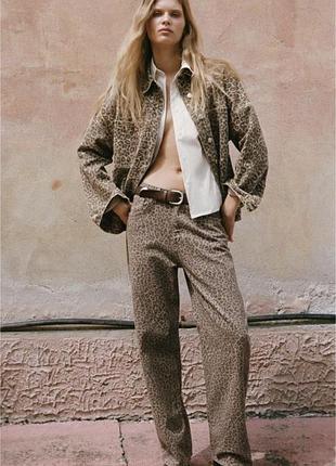 Жіночі коричневі леопардові джинси zara