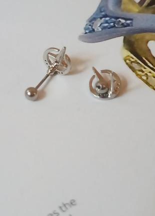 Серьги гвоздики месяц, звезда, цирконы 9