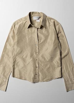 Max mara pure seta beige blouse shirt 100% silk  [swh017471]