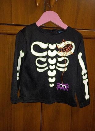 Кофта костюма скелета монстра tu 2-3 года 92–98 см геловин хелловин halloween
