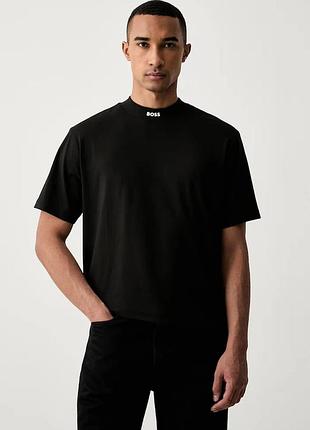 Urbanshop com ua boss greenфутболка чоловіча бавовняна з еластаном tee collar чорна 50562120 розміри запитуйте
