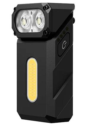Ліхтар klarus e8 black 1000lm, поворотна голова, 3 джерела світла, батарея 1000 mha
