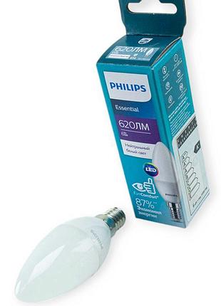 Лампа побутова діодна 220v e14 6w 840 ba35 4000к philips