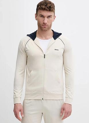 Urbanshop com ua bossкофта, яка розстібається, з капюшоном чоловіча бавовняна з еластаном mix&match jacket h бежева 50515313
