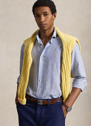 Urbanshop com ua polo ralph laurenсорочка чоловіча з льоном блакитна у смужки 710b16700 розміри запитуйте