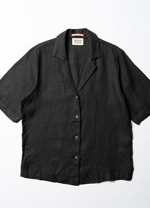 Scotch soda short sleeve black 100% linen shirt  [swh017473]