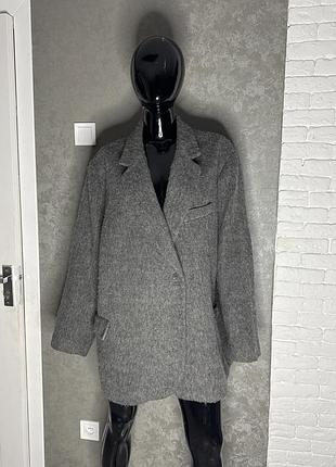 Вкорочене волохате пальто дуже великого розміру батал h&m, xxxxxl