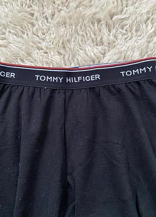 Піжамні домашні штани термо білизна жіночі tommy hilfiger чорні бавовняні утеплені розмір s