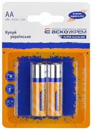 Батарейка лужна lr6/aa 2шт bl (блістер) тм аско