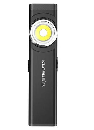 Edc ліхтар ручний klarus e5 black 800lm з магнітною основою та подвійним джерелом світла, шт