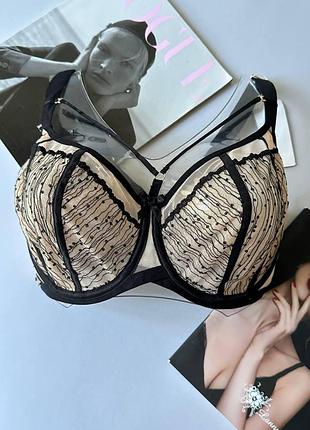 Бюстгальтер с портупеей lanny mode l1107 черный с бежевым