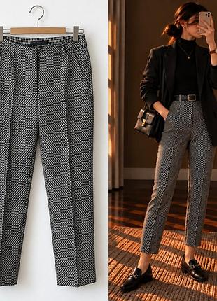 Брюки m&s collection чорно-білі з геометричним принтом, uk 10 / eur 38 long