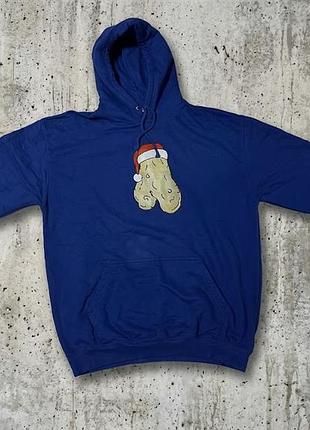 Креативный ярко-синий худи just hoods by awdis (модель jh001 college hoodie) с забавным принтом.
