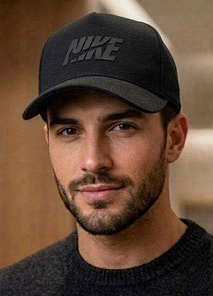 Мужская зимняя кепка тракер nike на флисе с ушами (котон), черная