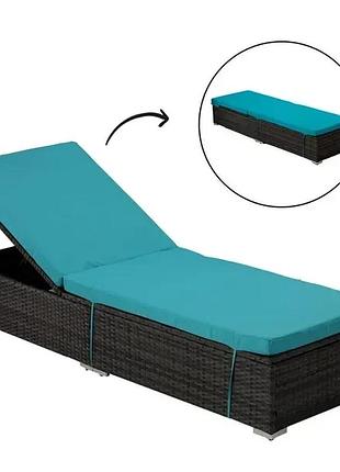 Складной шезлонг garden line abi3548 198×65×31 см синий до 150 кг