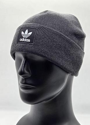 Шапка чоловіча adidas зимова, чоловіча шапка адідас, шапка зима сирій