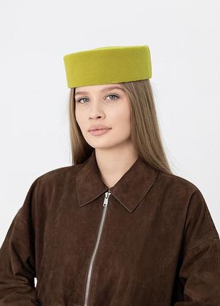 Шляпа таблетка кашемировая d.hats цвет оливковый