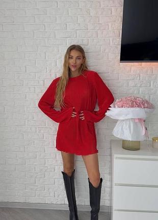 Мини платье гофре 4