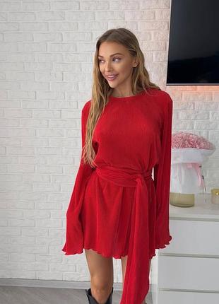 Мини платье гофре 2