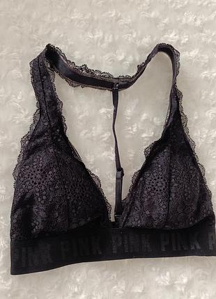 Черный ажурный бралет кружевной топ кружевый pink victoria's secret xs s 65c 65d 70b 70c