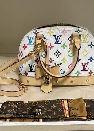 Сумка louis vuitton alma multicolor white takashi murakami