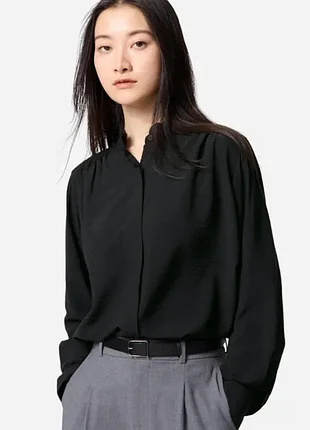 Жіноча блуза сорочка uniqlo чорна розмір l
