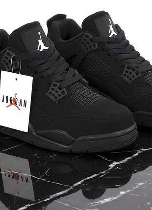 Демісезонні кросівки nike air jordan 4 retro black  осение кроссовки найк джордан 4 чёрные