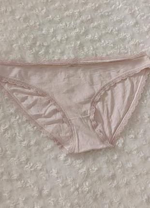 Розовые трусики базовые ажурные трусы коттоновые lingerie l xl 12 14 40 42 48 50