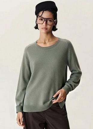Премиальный женский свитер senner cashmere / 100% кашемир / дымчато-серо-оливковый размер м/46