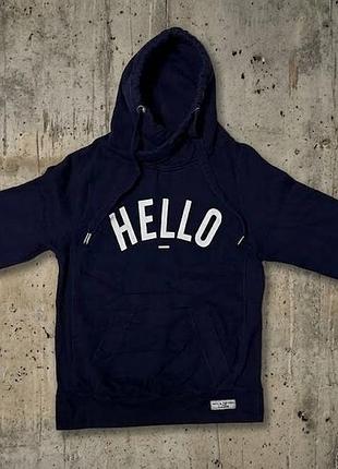 Темно-синее худи just hoods by awdis с высоким воротником (модель jh021 cross neck)
