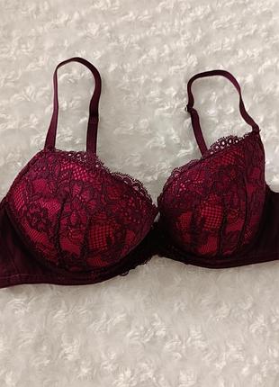 Бордовый бюстгальтер ажурный бюст кружевной лиф кружевый ann summers 34b 75b 70c