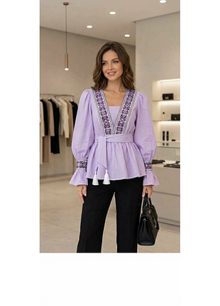 Жіноча блуза з вишивкою «лаванда» 2xl