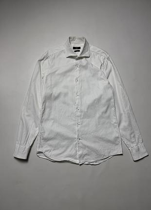 Мужская белая рубашка hugo boss slim fit easy iron классический размер 40